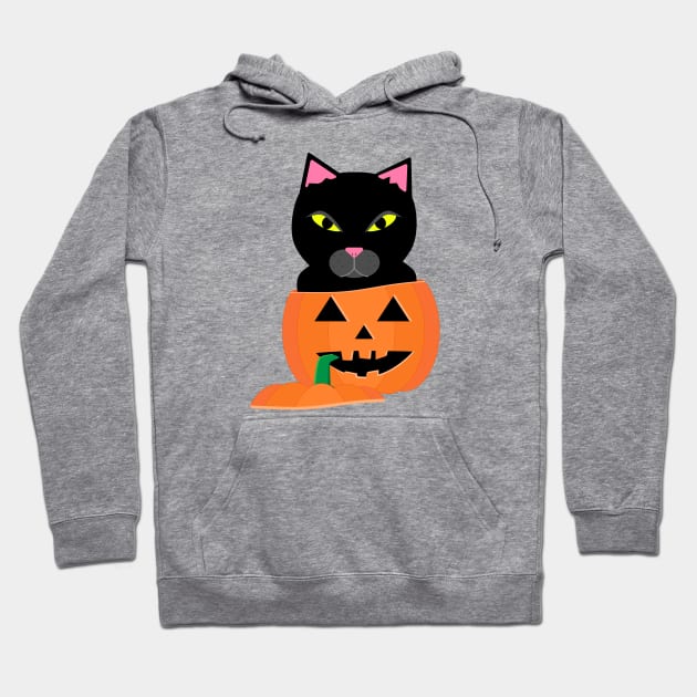 Black cat in jack-o'-lantern Hoodie by skauff